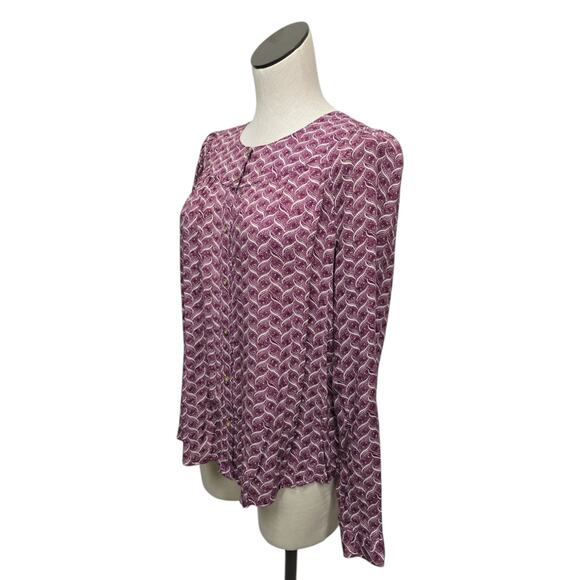Anthropologie Maeve Womens Medium Multicolor Orli Bibbed Button Down Long Sleeve - Picture 8 of 8